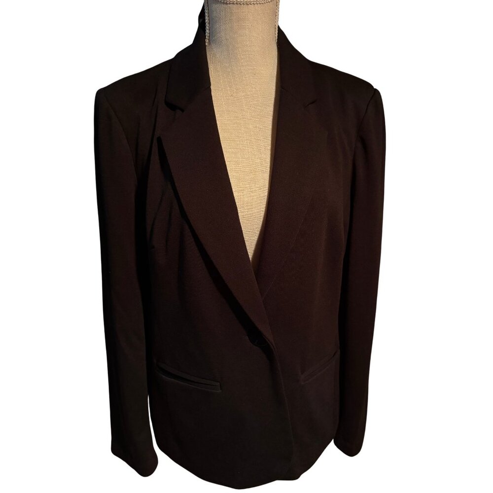 Kim Rogers Black Blazer Size Large Career Jacket Classic Tailored Office